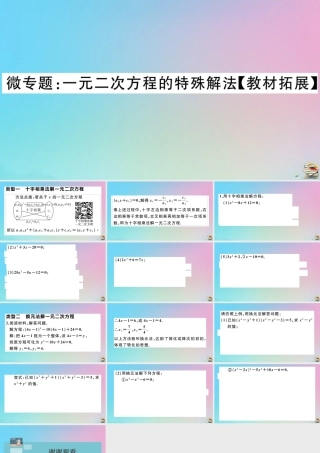 九年级数学上册 第21章(一元二次方程)微专题 解一元二次方程的特殊解法作业课件 (新版)新人教版 课件