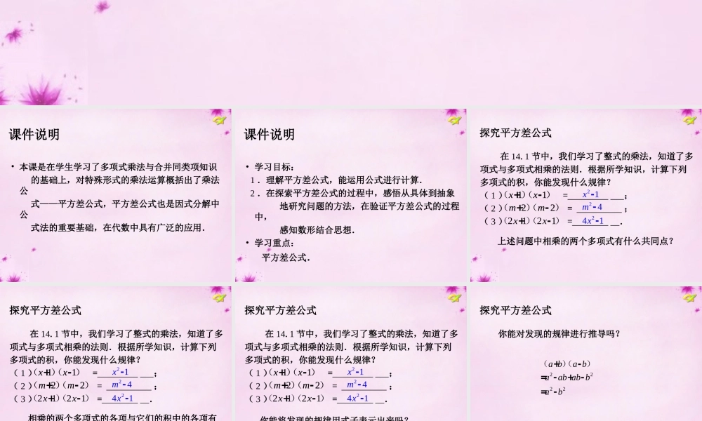 八年级数学上册 14.2.1 平方差公式课件 (新版)新人教版 课件