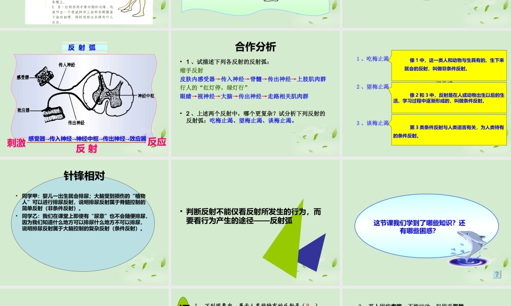 中学七年级生物(神经调节的基本方式)课件 人教新课标版 课件