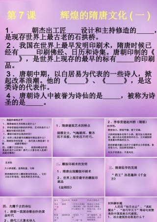 中学七年级历史下册 第7课 辉煌的隋唐文化(一)课件 新人教版 课件