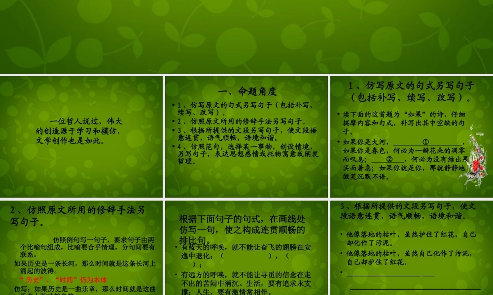 八年级语文下册 句子仿写课件 新人教版 课件