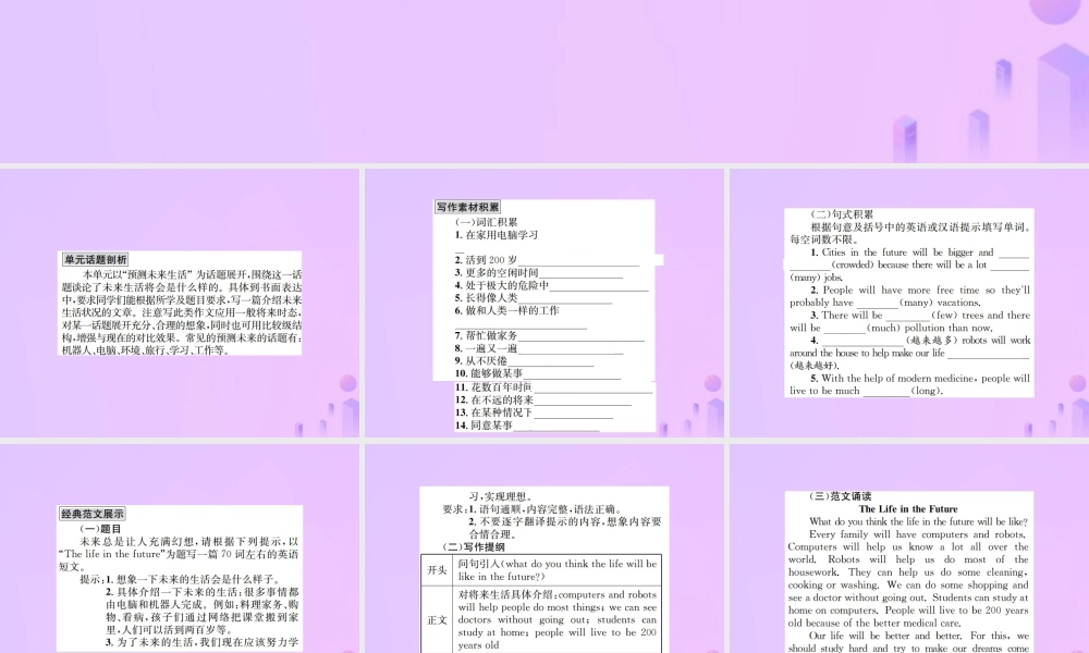 八年级英语上册 Unit 7 Will people have robots同步作文指导习题课件 (新版)人教新目标版 课件