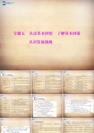 学典中考政治总复习 专题突破五 认清基本国情 了解基本国策 认识发展战略课件 新人教版 课件