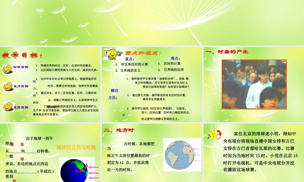 中学七年级地理下册 学会换算不同地点的时间课件 湘教版 课件