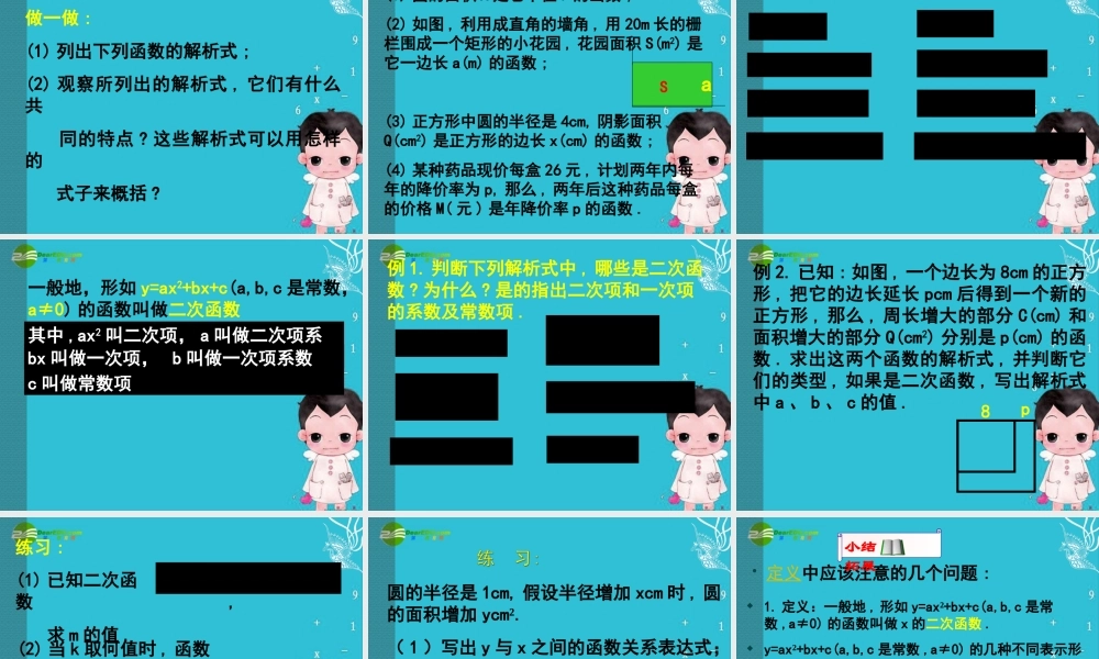 九年级数学上册 二次函数课件  北京课改版 课件