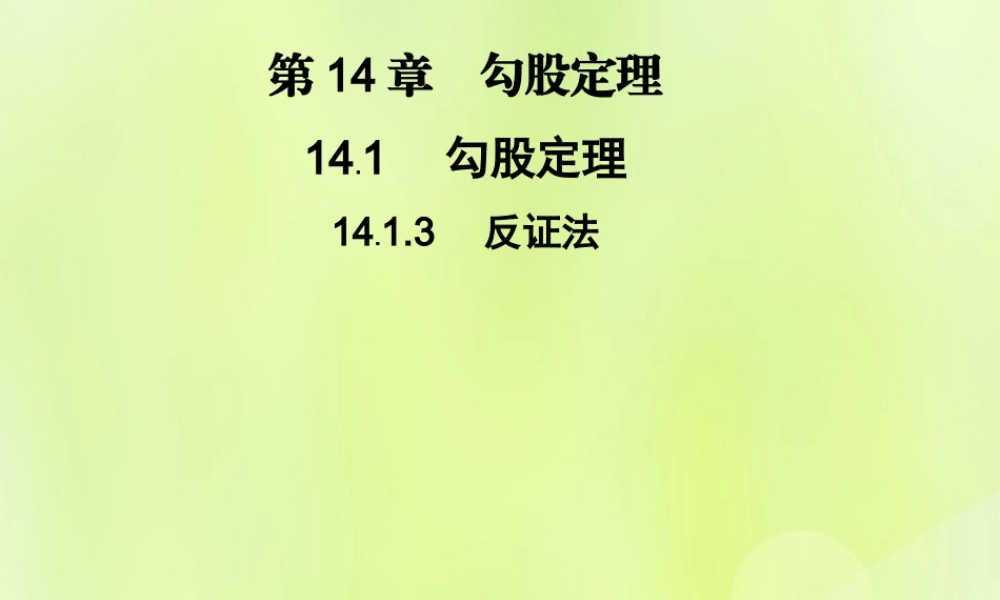 八年级数学上册 第14章 勾股定理 14.1 勾股定理 14.1.3 反证法习题课件 (新版)华东师大版 课件
