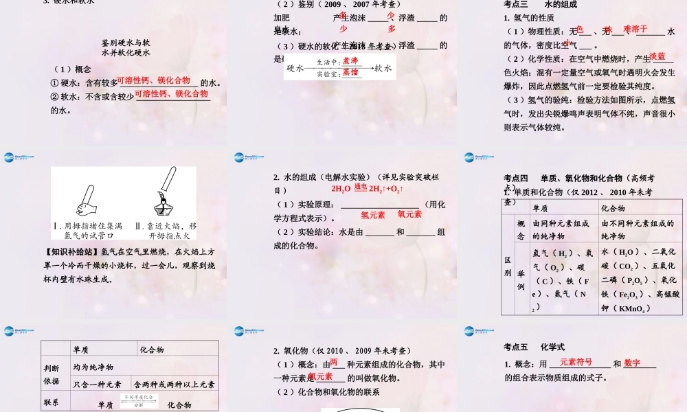 中考化学总复习 第四单元 自然界的水课件