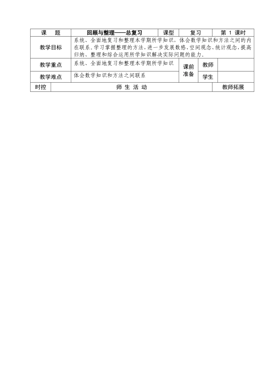 五年级数学回顾整理备课_第1页