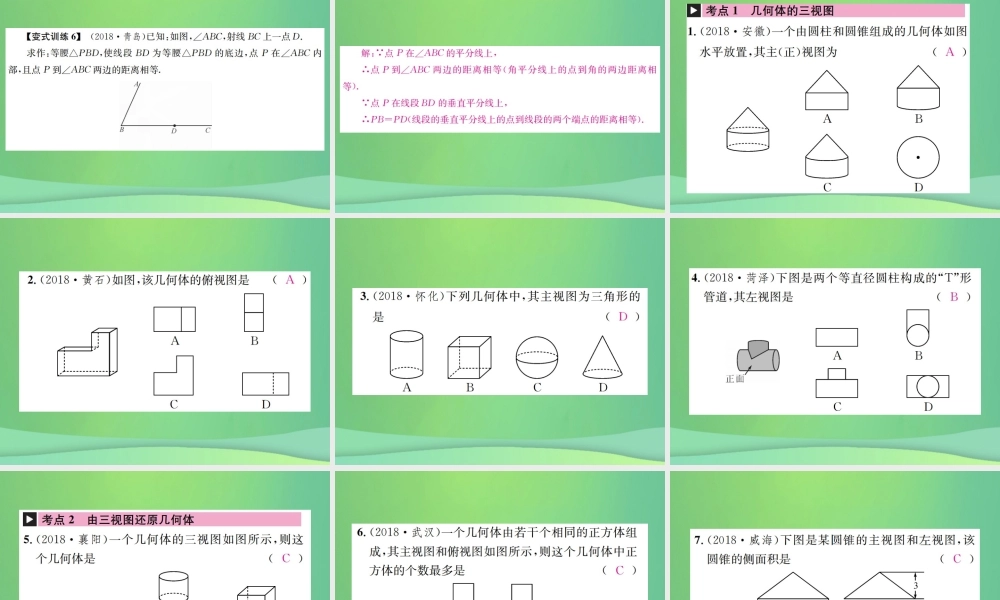 中考数学复习 第七单元 图形变化 第25讲 视图与尺规作图课件