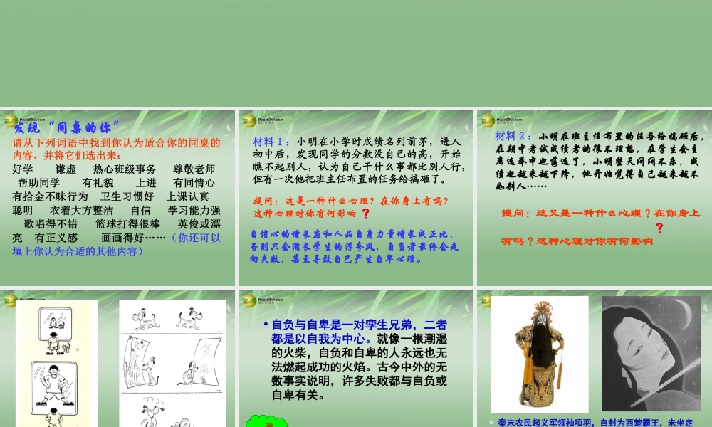 中学七年级政治下册 做一个自信的人教学课件 湘教版 课件