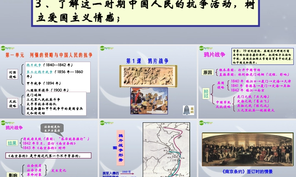 八年级历史上册 第一单元(列强的侵略与中国人民的抗争)复习课件 北师大版 课件
