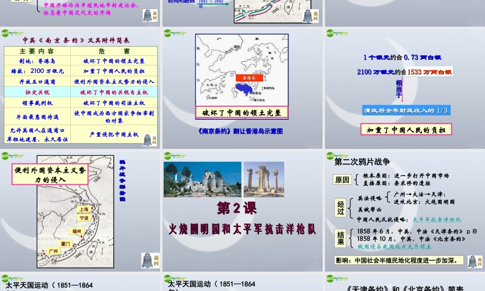 八年级历史上册 第一单元(列强的侵略与中国人民的抗争)复习课件 北师大版 课件