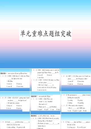 九年级英语全册 Unit 13 We re trying to save the earth重难点题组突破课堂导练课件(含中考真题)(新版)人教新目标版 课件