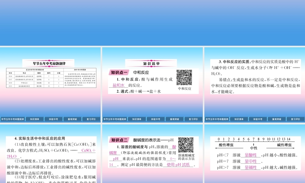 中考化学总复习 第1编 教材知识梳理篇 第10单元 酸和碱 第2讲 中和反应 pH(精讲)课件