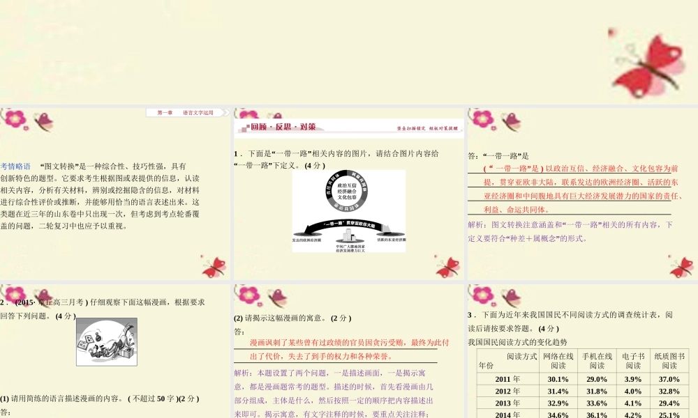全国版高考语文二轮复习第一章论述类文本阅读专题五挖掘隐含信息准确实现图文转换课件
