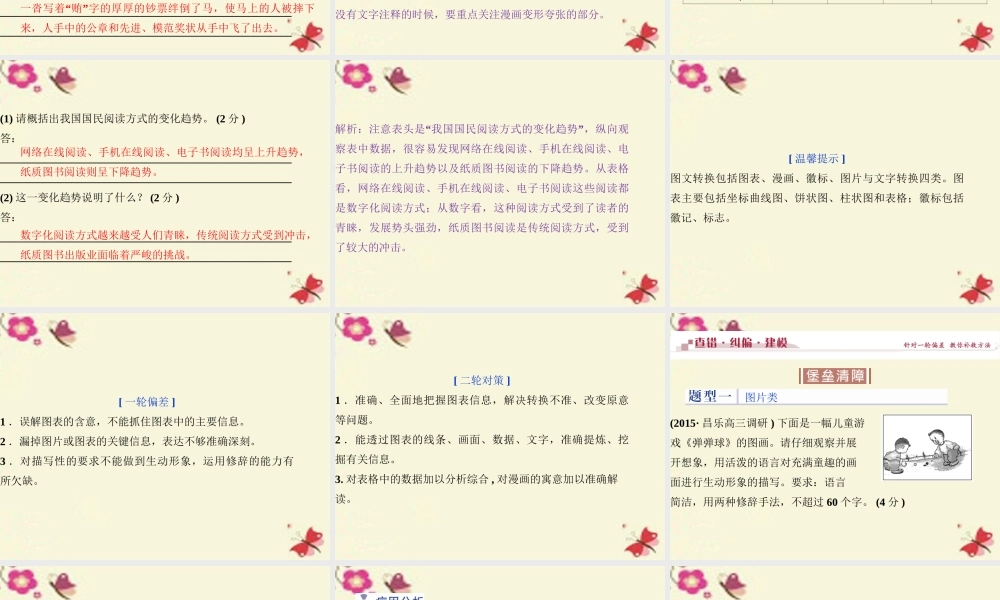 全国版高考语文二轮复习第一章论述类文本阅读专题五挖掘隐含信息准确实现图文转换课件