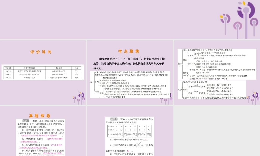 中考化学总复习 第二部分 专题提升 专题1 物质构成的奥秘 一 物质构成的奥秘课件