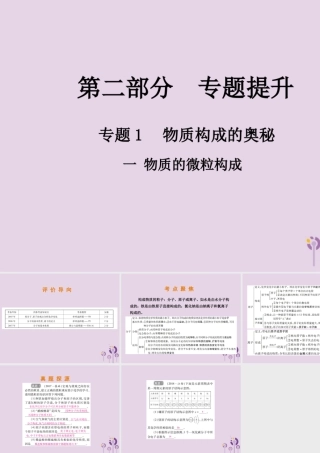 中考化学总复习 第二部分 专题提升 专题1 物质构成的奥秘 一 物质构成的奥秘课件