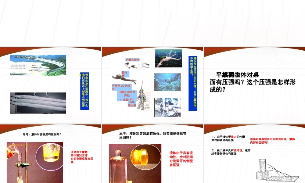 八年级物理下册(液体的压强)复习课件 教科版 课件