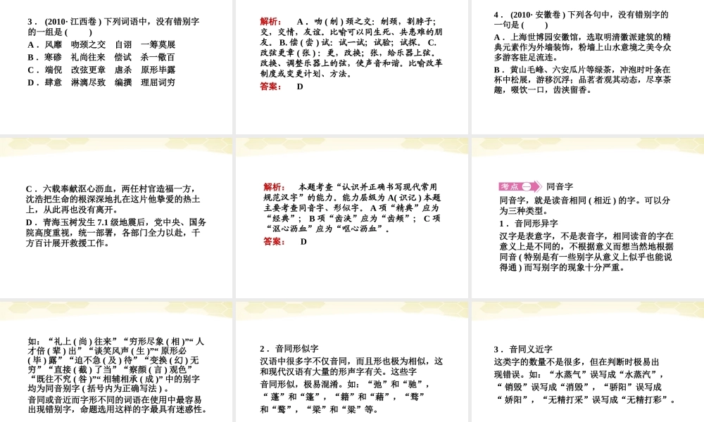 山东省高考语文一轮专题复习 字形课件