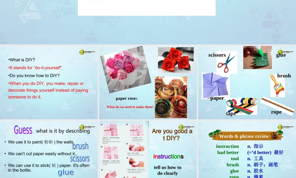 八年级英语上册 Unit 4 Do it yourself Welcome to the unit课件 牛津版 教案