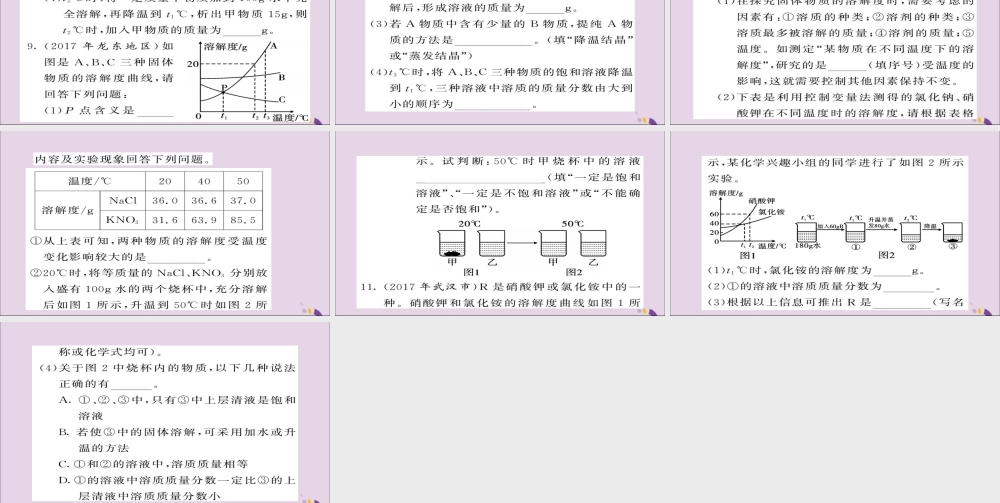 中考化学总复习 第一轮复习 系统梳理 夯基固本 第18讲 溶解度及溶解度曲线练习课件