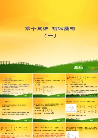 九年级数学中考专题(空间与图形)—第十三讲(相似图形(一))课件(北师大版) 九年级数学中考专题课件-空间与图形(共18套)北师大版