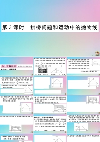 九年级数学上册 第22章(二次函数)223 实际问题与二次函数 第3课时 拱桥问题和运动中的抛物线作业课件 (新版)新人教版 课件