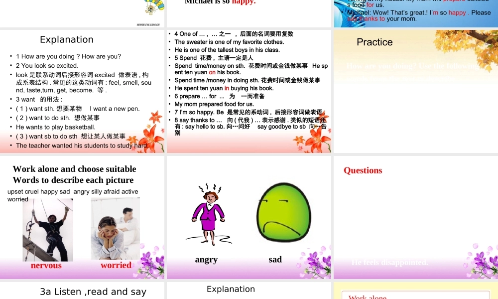 八年级英语下册 Unit5 Feeling Happy Topic 1 Section A课件 仁爱版 课件