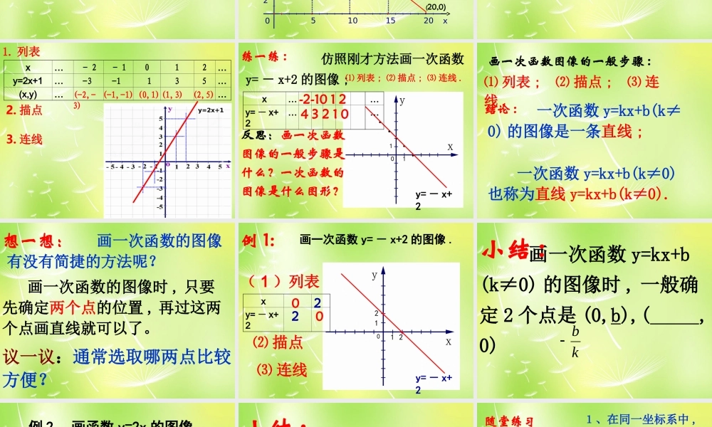 八年级数学上册 6.3 一次函数的图象课件1 (新版)苏科版 课件