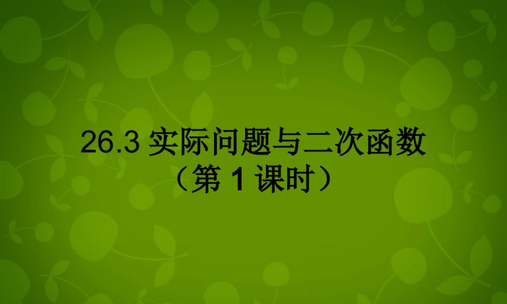 九年级数学下册 263 实际问题与二次函数课件1 新人教版 课件
