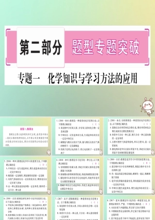 中考化学准点备考复习 第二部分 题型专题突破 专题1 化学思想和学习方法的应用课件 新人教版 课件