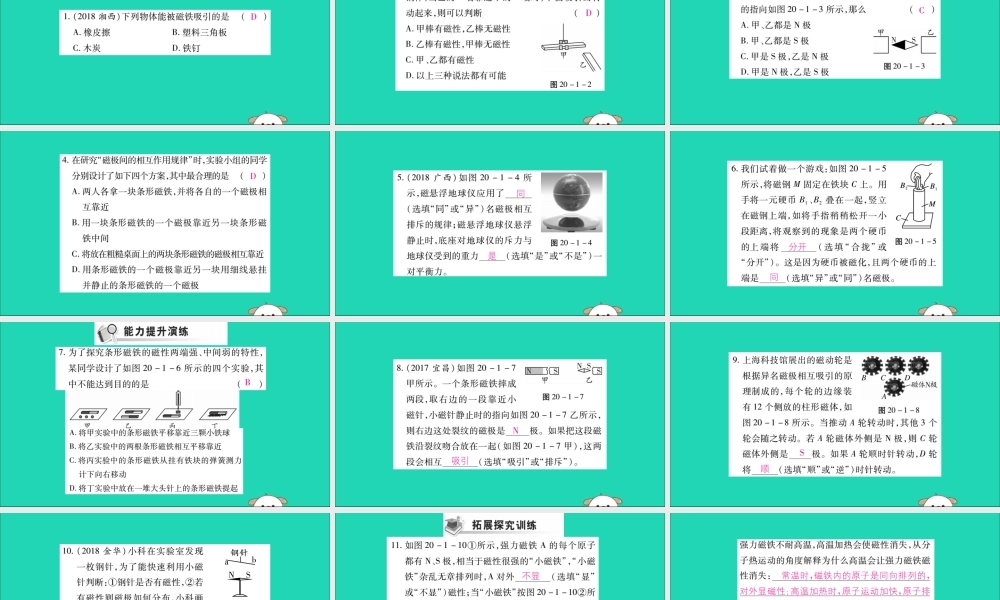 九年级物理全册 第二十章 电与磁 第1节 磁现象 磁场 第1课时 磁现象课件 (新版)新人教版 课件