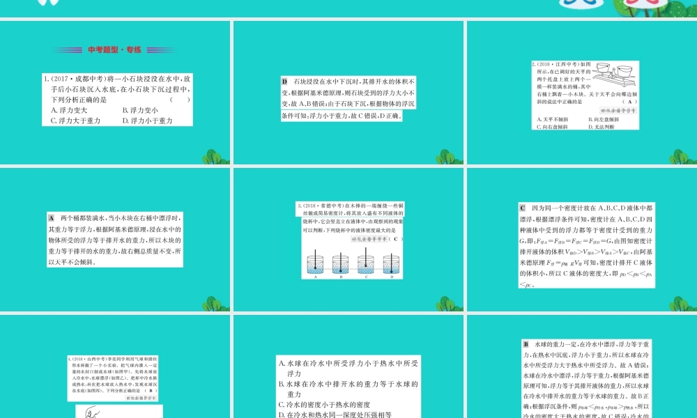 八年级物理全册 第九章 第三节 物体的浮与沉习题课件 (新版)沪科版 课件
