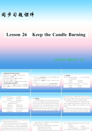九年级英语上册 Unit 5 Look into Science Lesson 26 Keep the Candle Burning习题课件 (新版)冀教版 课件