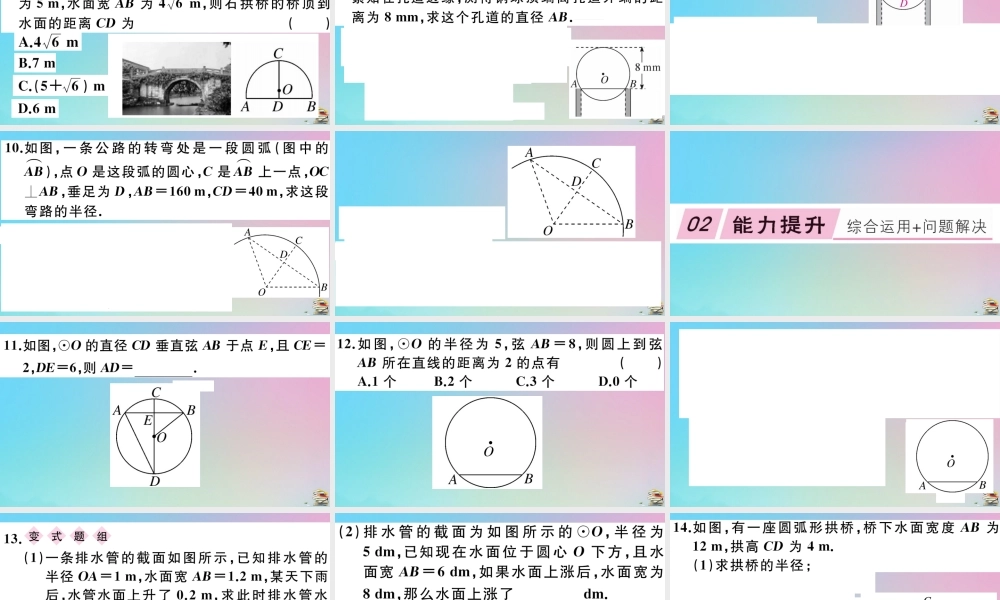 九年级数学上册 第24章(圆)241 圆的有关性质 2412 垂直于弦的直径作业课件 (新版)新人教版 课件