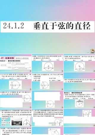 九年级数学上册 第24章(圆)241 圆的有关性质 2412 垂直于弦的直径作业课件 (新版)新人教版 课件