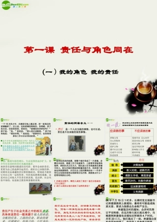 九年级政治 第一课(角色与责任同在)第一框(我的角色 我的责任)课件 人教新课标版 课件