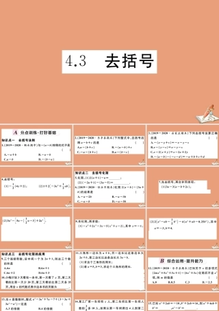 学上册 第四章 整式的加减 4.3 去括号作业课件 (新版)冀教版 课件