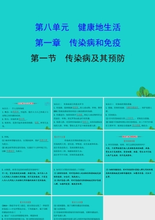 八年级生物下册 8.1.1传染病及其预防习题课件(新版)新人教版 课件