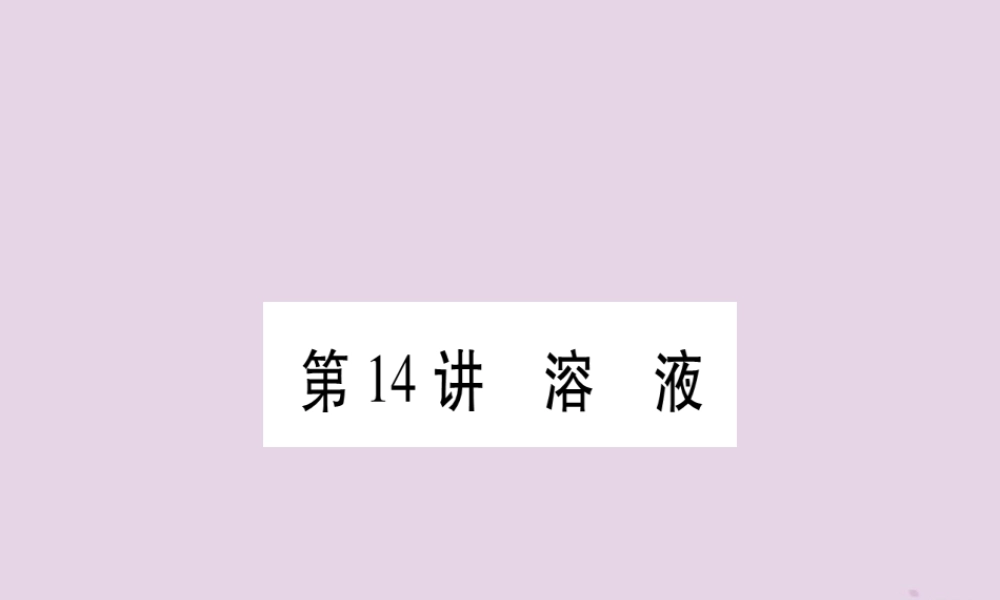 中考化学复习 第一部分 基础知识 第二单元 化学基本概念和原理 第14讲 溶液(精讲)课件
