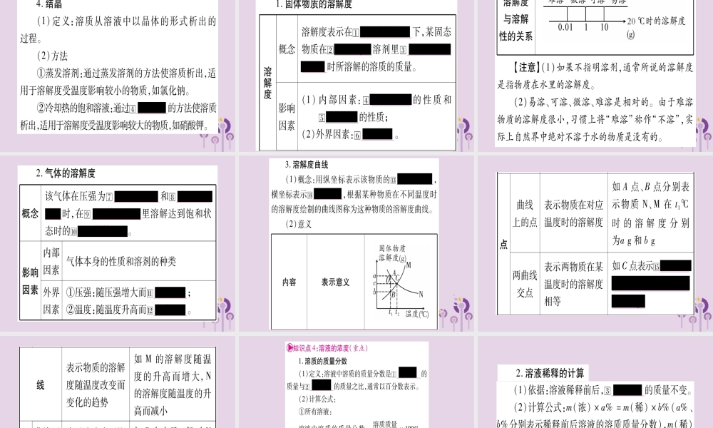 中考化学复习 第一部分 基础知识 第二单元 化学基本概念和原理 第14讲 溶液(精讲)课件