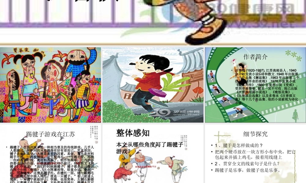 七年级语文上册 第12课(踢毽子)课件 上海版 课件