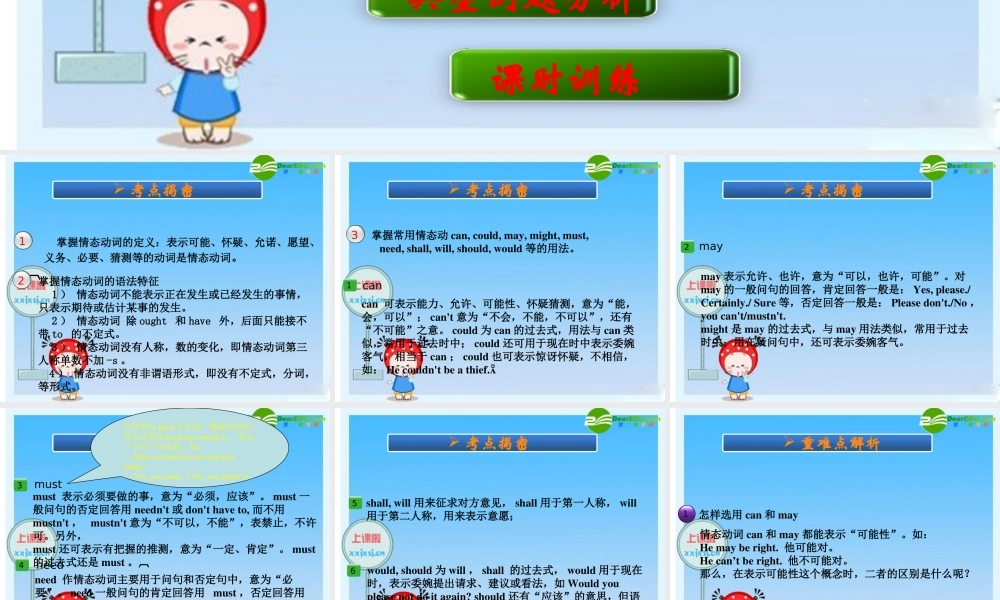 初中英语 情态动词经典课件 外研版 课件