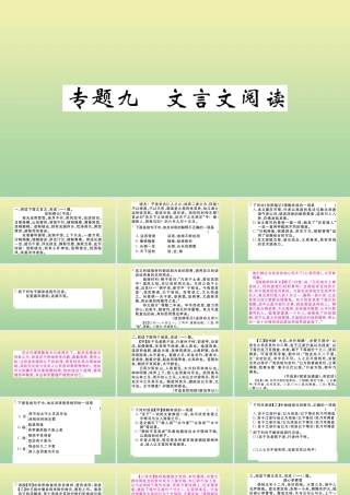 九年级语文上册 专题九 文言文阅读作业课件 新人教版 课件