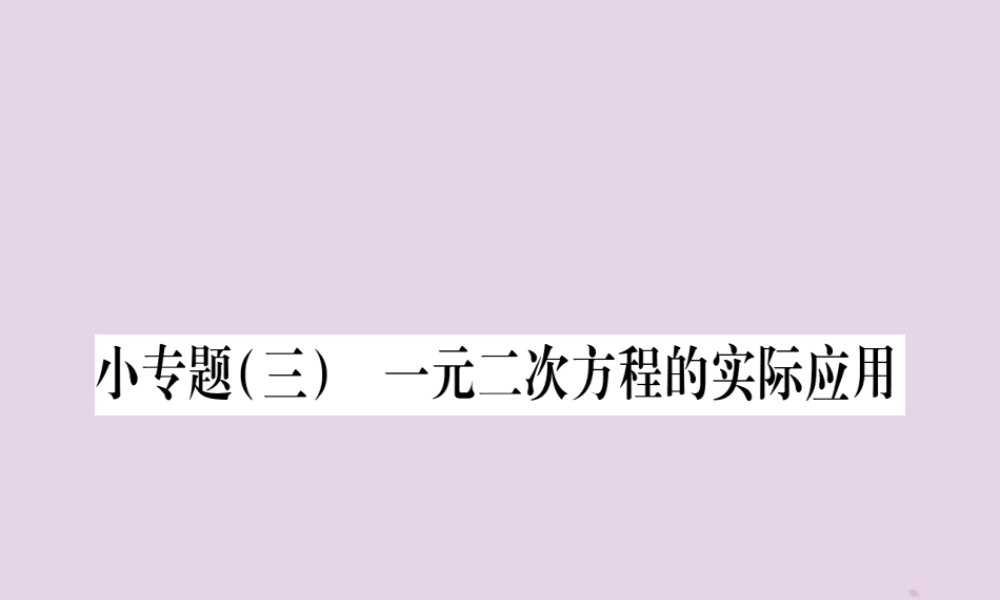 九年级数学上册 第二十一章 一元二次方程 213 实际问题与一元二次方程 小专题(三)一元二次方程的实际应用作业课件 (新版)新人教版 课件