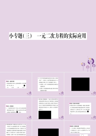九年级数学上册 第二十一章 一元二次方程 213 实际问题与一元二次方程 小专题(三)一元二次方程的实际应用作业课件 (新版)新人教版 课件