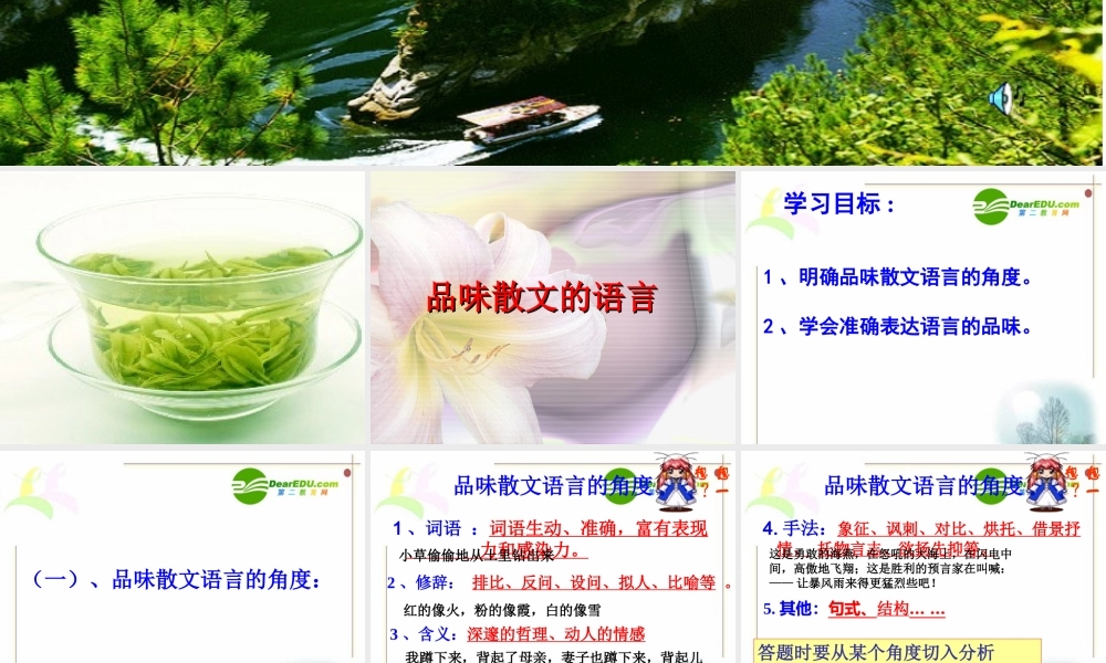 九年级语文复习(品味散文的语言)人教版 试题