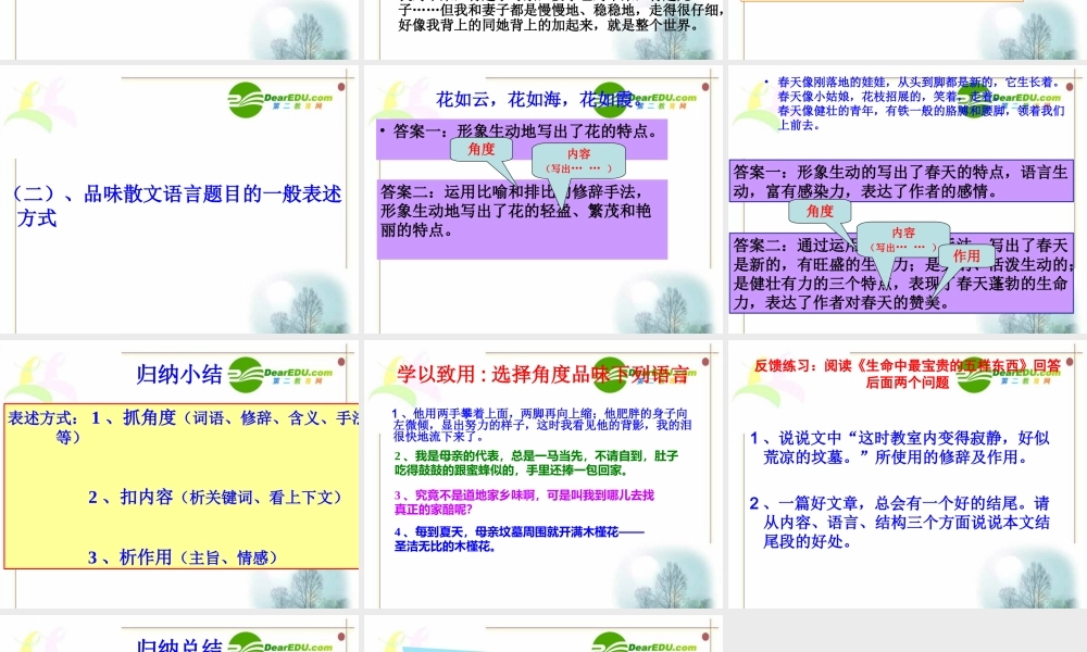 九年级语文复习(品味散文的语言)人教版 试题