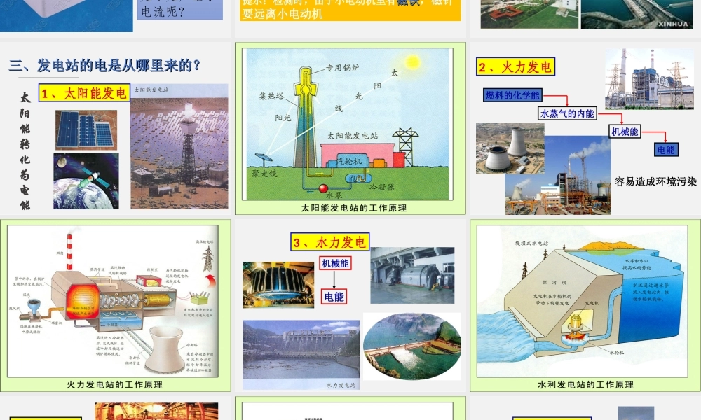 六年级科学上册第三单元7电能从哪里来